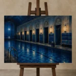 Premium Wall Art Yatay Html Edition – NM3-BLU-MP-H-004 displayed on a studio easel