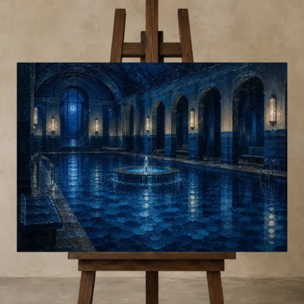 Premium Wall Art Yatay Html Edition – NM3-BLU-MP-H-005 displayed on a studio easel