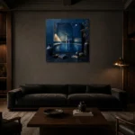 Premium Wall Art Kare Html Edition – NM3-BLU-MP-S-001 shown in a warm modern interior