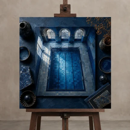 Premium Wall Art Kare Html Edition – NM3-BLU-MP-S-002 displayed on a studio easel