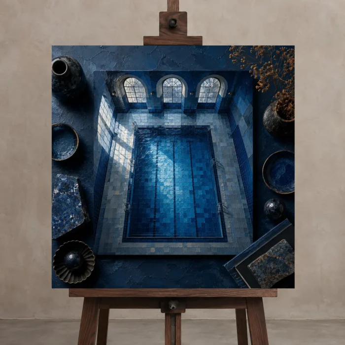 Premium Wall Art Kare Html Edition – NM3-BLU-MP-S-002 displayed on a studio easel
