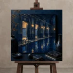 Premium Wall Art Kare Html Edition – NM3-BLU-MP-S-004 displayed on a studio easel