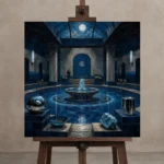 Premium Wall Art Kare Html Edition – NM3-BLU-MP-S-005 displayed on a studio easel