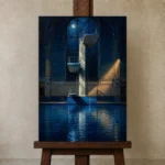 Premium Wall Art Dikey Html Edition – NM3-BLU-MP-V-001 displayed on a studio easel