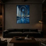 Premium Wall Art Dikey Html Edition – NM3-BLU-MP-V-002 shown in a warm modern interior
