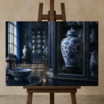Premium Wall Art Yatay Html Edition – NM3-BLU-PC-H-001 displayed on a studio easel