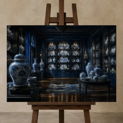 Premium Wall Art Yatay Html Edition – NM3-BLU-PC-H-002 displayed on a studio easel
