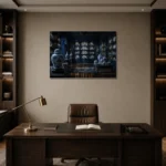 Premium Wall Art Yatay Html Edition – NM3-BLU-PC-H-002 displayed in a contemporary gallery-inspired room
