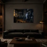 Premium Wall Art Yatay Html Edition – NM3-BLU-PC-H-003 shown in a warm modern interior
