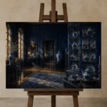 Premium Wall Art Yatay Html Edition – NM3-BLU-PC-H-005 displayed on a studio easel