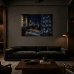 Premium Wall Art Yatay Html Edition – NM3-BLU-PC-H-005 shown in a warm modern interior