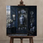 Premium Wall Art Kare Html Edition – NM3-BLU-PC-S-001 displayed on a studio easel