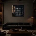 Premium Wall Art Kare Html Edition – NM3-BLU-PC-S-005 shown in a warm modern interior