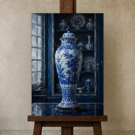 Premium Wall Art Dikey Html Edition – NM3-BLU-PC-V-001 displayed on a studio easel