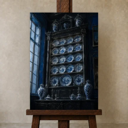 Premium Wall Art Dikey Html Edition – NM3-BLU-PC-V-002 displayed on a studio easel
