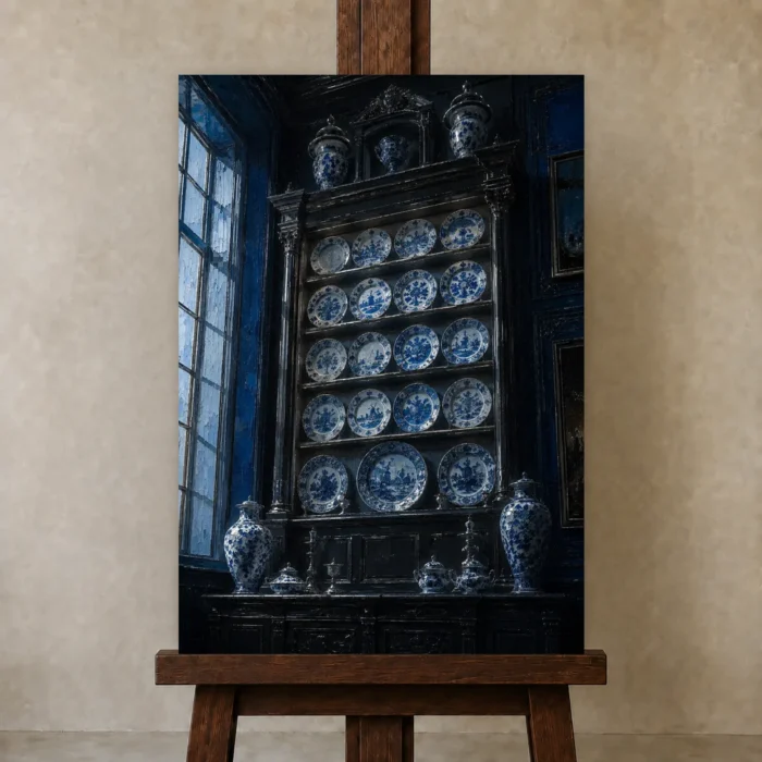 Premium Wall Art Dikey Html Edition – NM3-BLU-PC-V-002 displayed on a studio easel