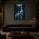 Premium Wall Art Dikey Html Edition – NM3-BLU-PC-V-004 shown in a warm modern interior