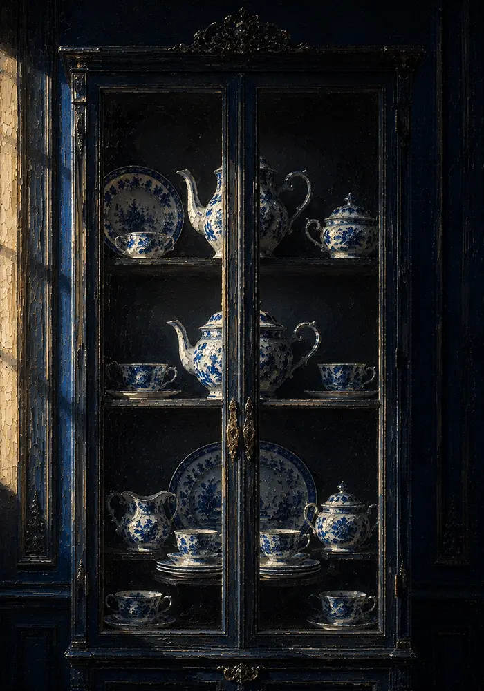 Porcelain Ascent Porcelain Tea Service Blue Living Room Wall Art