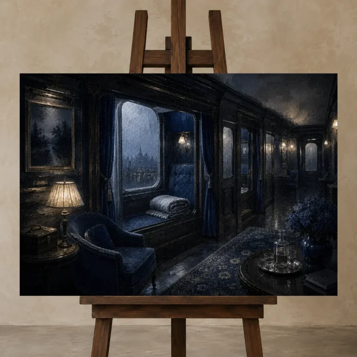 Premium Wall Art Yatay Html Edition – NM3-BLU-RW-H-003 displayed on a studio easel