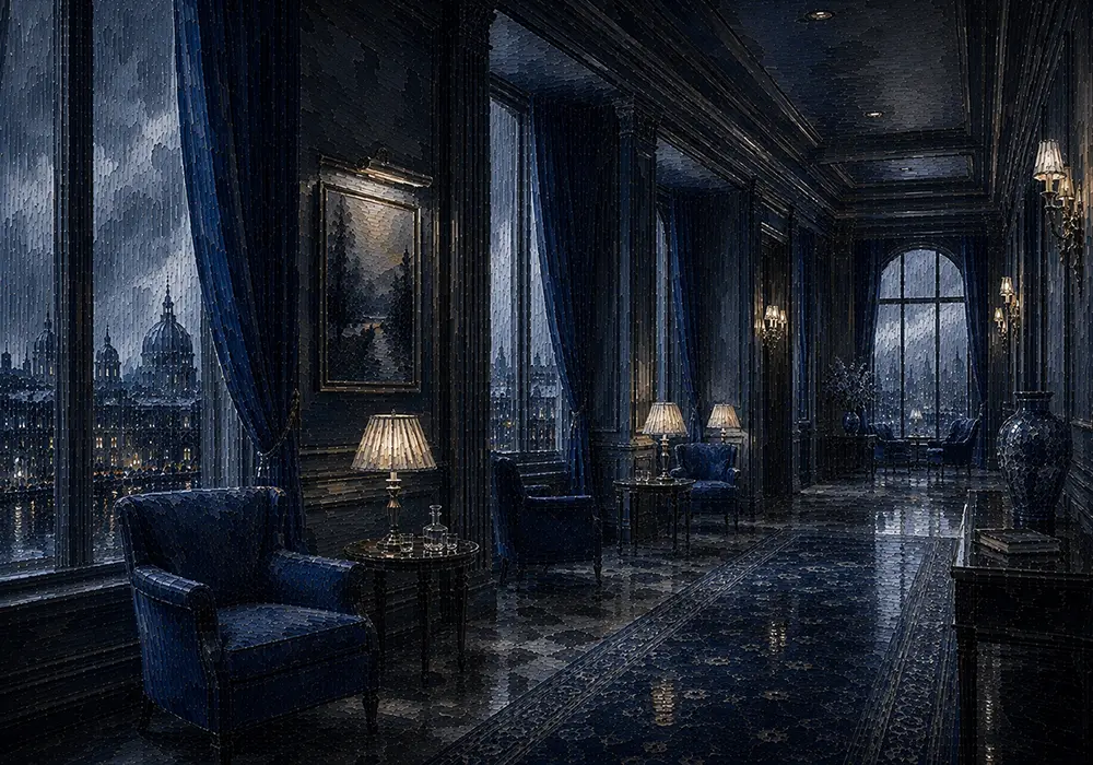Rain Interlude Corridor Ending Blue Home Office Wall Art