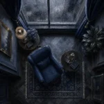 Rain Emblem Empty Armchair Blue Living Room Wall Art
