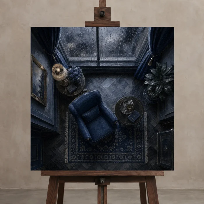 Premium Wall Art Kare Html Edition – NM3-BLU-RW-S-002 displayed on a studio easel