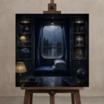 Premium Wall Art Kare Html Edition – NM3-BLU-RW-S-003 displayed on a studio easel