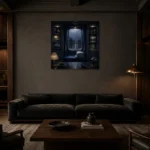 Premium Wall Art Kare Html Edition – NM3-BLU-RW-S-003 shown in a warm modern interior