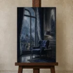 Premium Wall Art Dikey Html Edition – NM3-BLU-RW-V-002 displayed on a studio easel