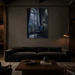 Premium Wall Art Dikey Html Edition – NM3-BLU-RW-V-002 shown in a warm modern interior