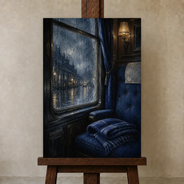 Premium Wall Art Dikey Html Edition – NM3-BLU-RW-V-003 displayed on a studio easel