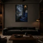 Premium Wall Art Dikey Html Edition – NM3-BLU-RW-V-003 shown in a warm modern interior