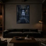 Premium Wall Art Dikey Html Edition – NM3-BLU-RW-V-004 shown in a warm modern interior