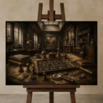 Premium Wall Art Yatay Html Edition – NM3-BRN-AN-H-002 displayed on a studio easel