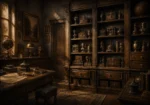 Collector Chronicle Cabinet Of Miniature Sculptures And Boxes Brown Library Wall Art