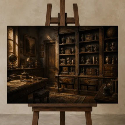Premium Wall Art Yatay Html Edition – NM3-BRN-AN-H-003 displayed on a studio easel