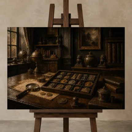 Premium Wall Art Yatay Html Edition – NM3-BRN-AN-H-005 displayed on a studio easel