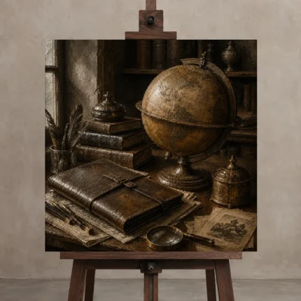 Premium Wall Art Kare Html Edition – NM3-BRN-AN-S-004 displayed on a studio easel