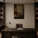 Premium Wall Art Dikey Html Edition – NM3-BRN-AN-V-001 displayed in a contemporary gallery-inspired room
