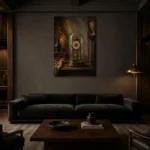 Premium Wall Art Dikey Html Edition – NM3-BRN-AN-V-001 shown in a warm modern interior