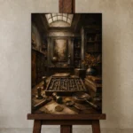 Premium Wall Art Dikey Html Edition – NM3-BRN-AN-V-002 displayed on a studio easel