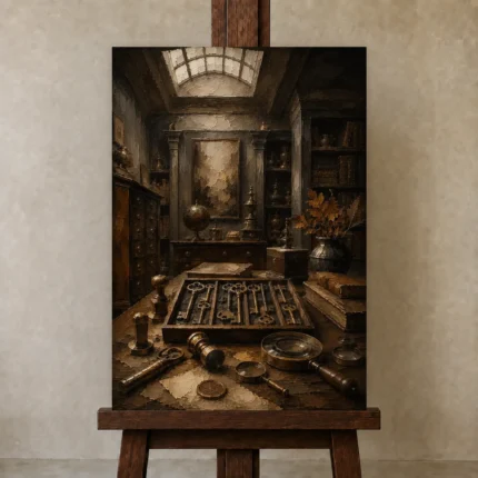 Premium Wall Art Dikey Html Edition – NM3-BRN-AN-V-002 displayed on a studio easel
