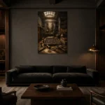 Premium Wall Art Dikey Html Edition – NM3-BRN-AN-V-002 shown in a warm modern interior