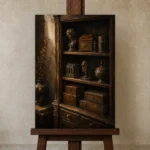 Premium Wall Art Dikey Html Edition – NM3-BRN-AN-V-003 displayed on a studio easel