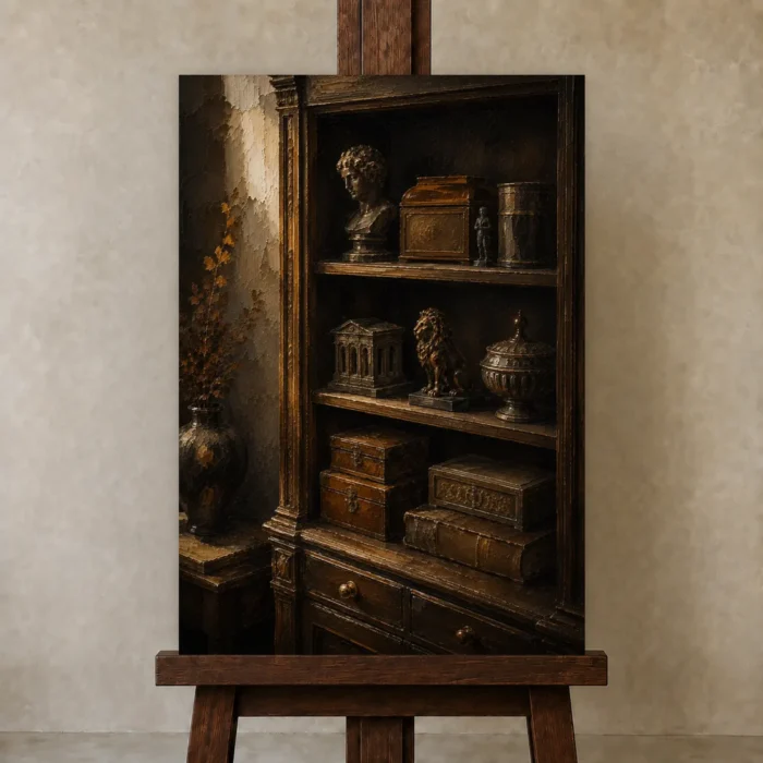 Premium Wall Art Dikey Html Edition – NM3-BRN-AN-V-003 displayed on a studio easel