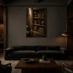 Premium Wall Art Dikey Html Edition – NM3-BRN-AN-V-003 shown in a warm modern interior