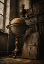 Collector Portrait Weathered Globe Brown Study Wall Art