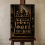 Premium Wall Art Dikey Html Edition – NM3-BRN-AN-V-005 displayed on a studio easel