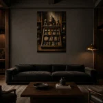 Premium Wall Art Dikey Html Edition – NM3-BRN-AN-V-005 shown in a warm modern interior