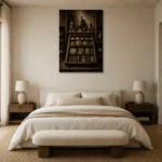 Premium Wall Art Dikey Html Edition – NM3-BRN-AN-V-005 showcased in an elegant minimalist interior